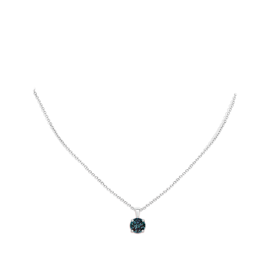 8mm Labgrown Classic Prong-Set Round Lab-Grown Alexandrite Solitaire Pendant in 18K White Gold pen