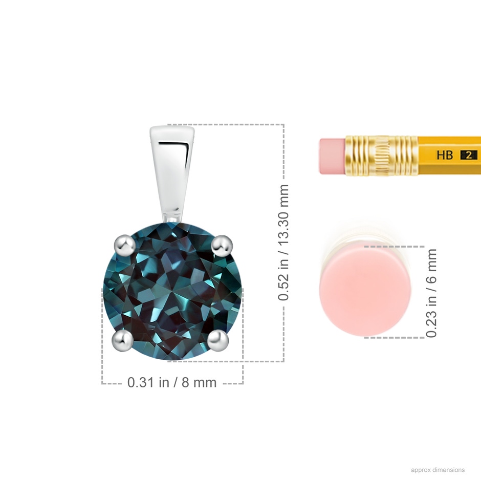 8mm Labgrown Classic Prong-Set Round Lab-Grown Alexandrite Solitaire Pendant in P950 Platinum ruler