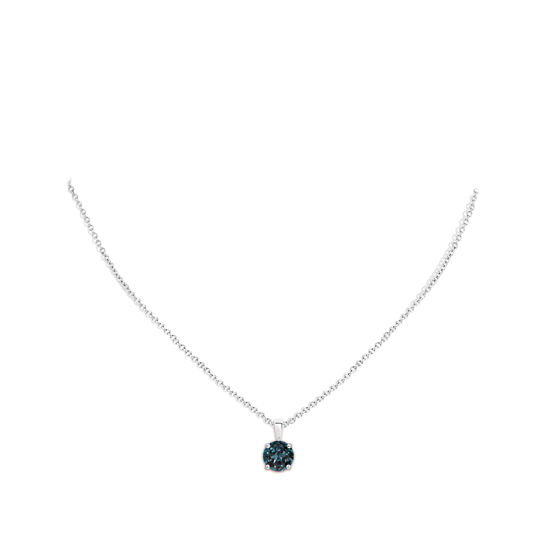 8mm Labgrown Classic Prong-Set Round Lab-Grown Alexandrite Solitaire Pendant in White Gold - body_neck