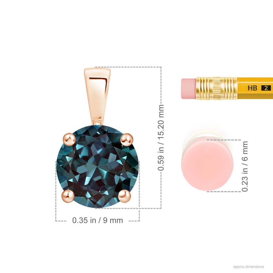9mm Labgrown Classic Prong-Set Round Lab-Grown Alexandrite Solitaire Pendant in 18K Rose Gold ruler