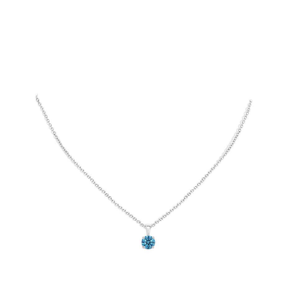 6.4mm Labgrown Classic Round Lab-Grown Fancy Intense Blue Diamond Solitaire Pendant in White Gold pen