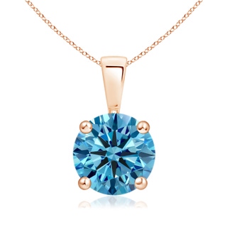 8.1mm Labgrown Classic Round Lab-Grown Fancy Intense Blue Diamond Solitaire Pendant in 10K Rose Gold