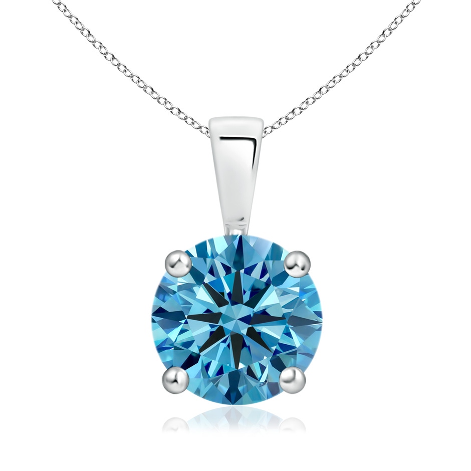 8.1mm Labgrown Classic Prong-Set Round Lab-Grown Fancy Intense Blue Diamond Solitaire Pendant in White Gold 
