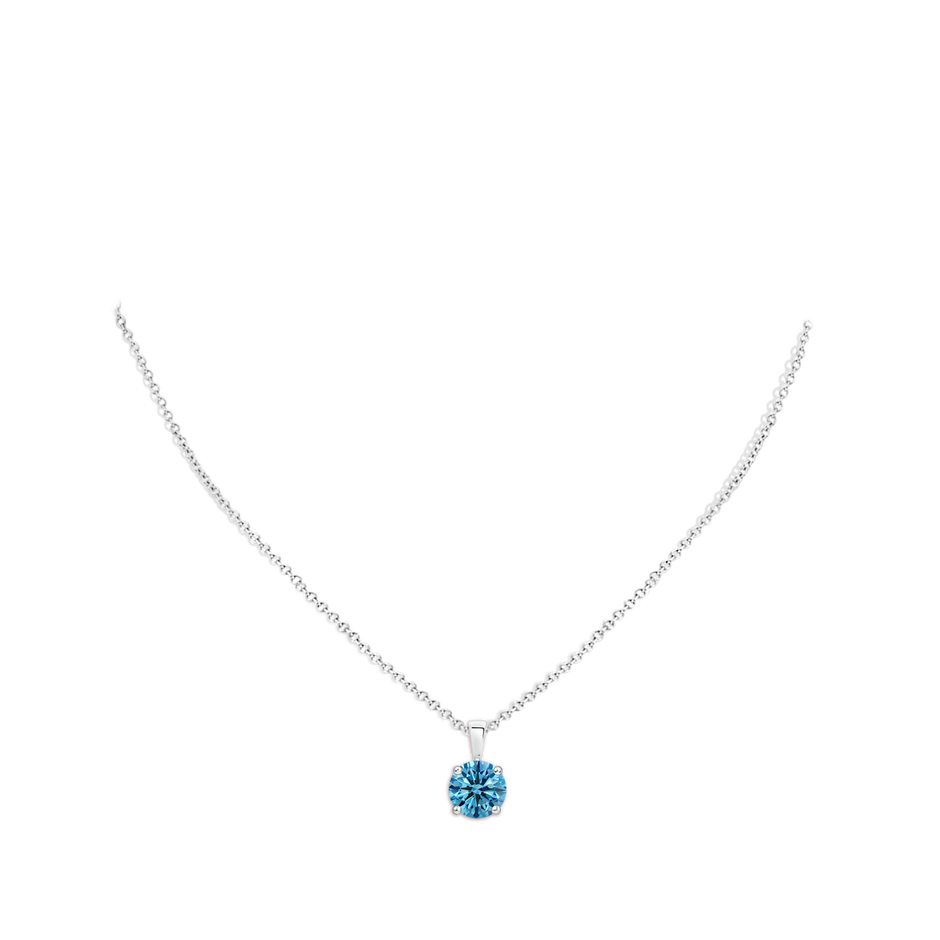 8.1mm Labgrown Classic Prong-Set Round Lab-Grown Fancy Intense Blue Diamond Solitaire Pendant in White Gold pen