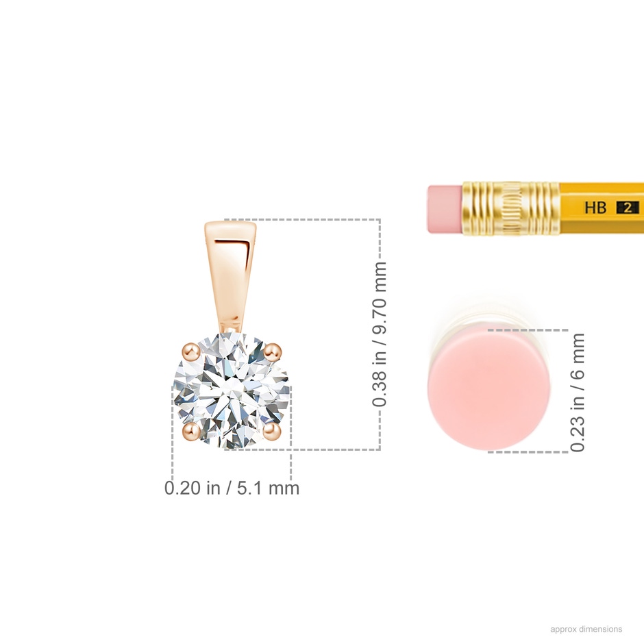 5.1mm FGVS Lab-Grown Classic Round Diamond Solitaire Pendant in Rose Gold ruler