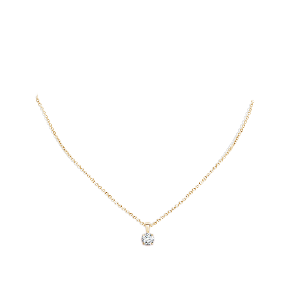 6.4mm FGVS Lab-Grown Classic Round Diamond Solitaire Pendant in 9K Yellow Gold pen