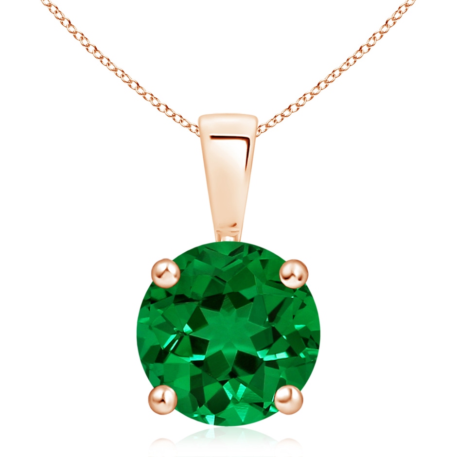 10mm Labgrown Classic Prong-Set Round Lab-Grown Emerald Solitaire Pendant in 18K Rose Gold 