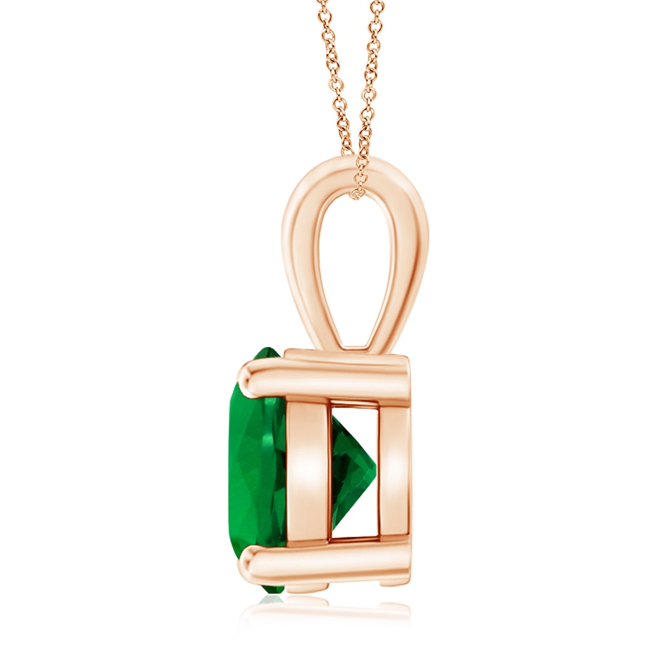 10mm Labgrown Classic Prong-Set Round Lab-Grown Emerald Solitaire Pendant in 18K Rose Gold side 199