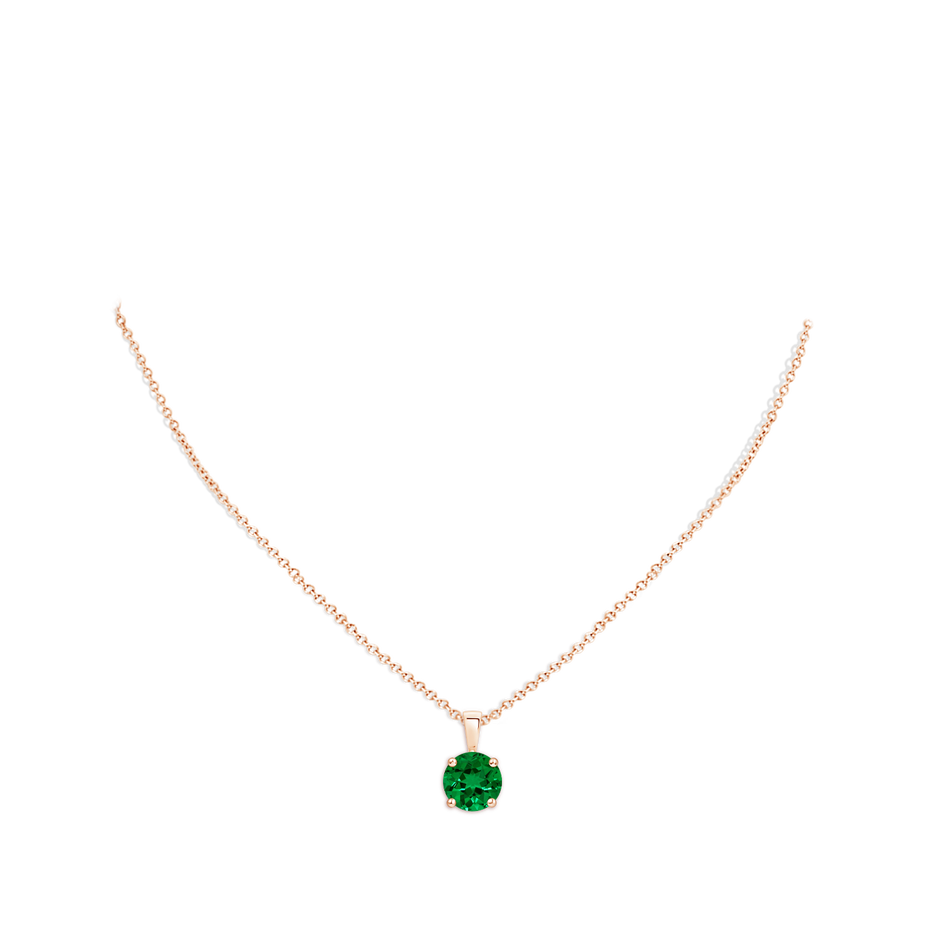 10mm Labgrown Classic Prong-Set Round Lab-Grown Emerald Solitaire Pendant in 18K Rose Gold pen