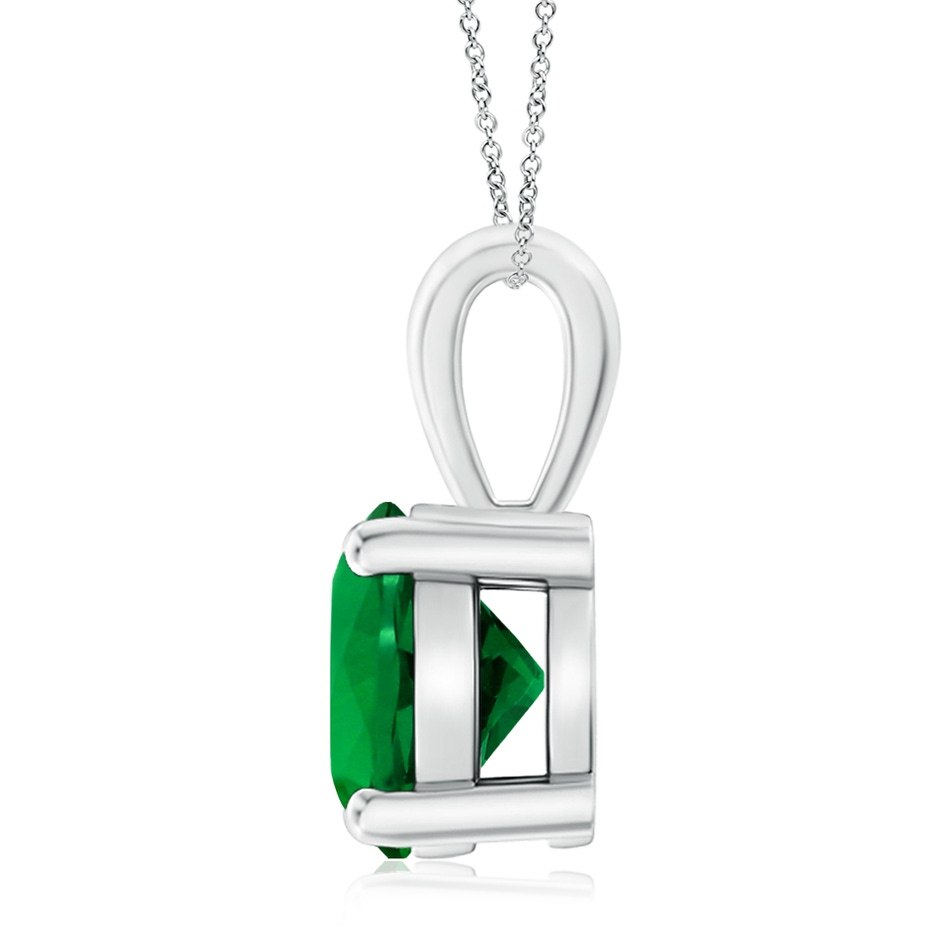 10mm Labgrown Classic Prong-Set Round Lab-Grown Emerald Solitaire Pendant in 18K White Gold side 199