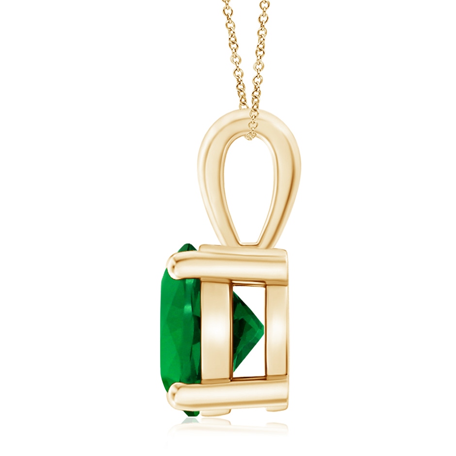 10mm Labgrown Classic Prong-Set Round Lab-Grown Emerald Solitaire Pendant in 18K Yellow Gold side 199