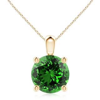 10mm Labgrown Lab-Grown Classic Round Emerald Solitaire Pendant in 9K Yellow Gold