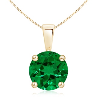 10mm Labgrown Lab-Grown Classic Round Emerald Solitaire Pendant in 9K Yellow Gold