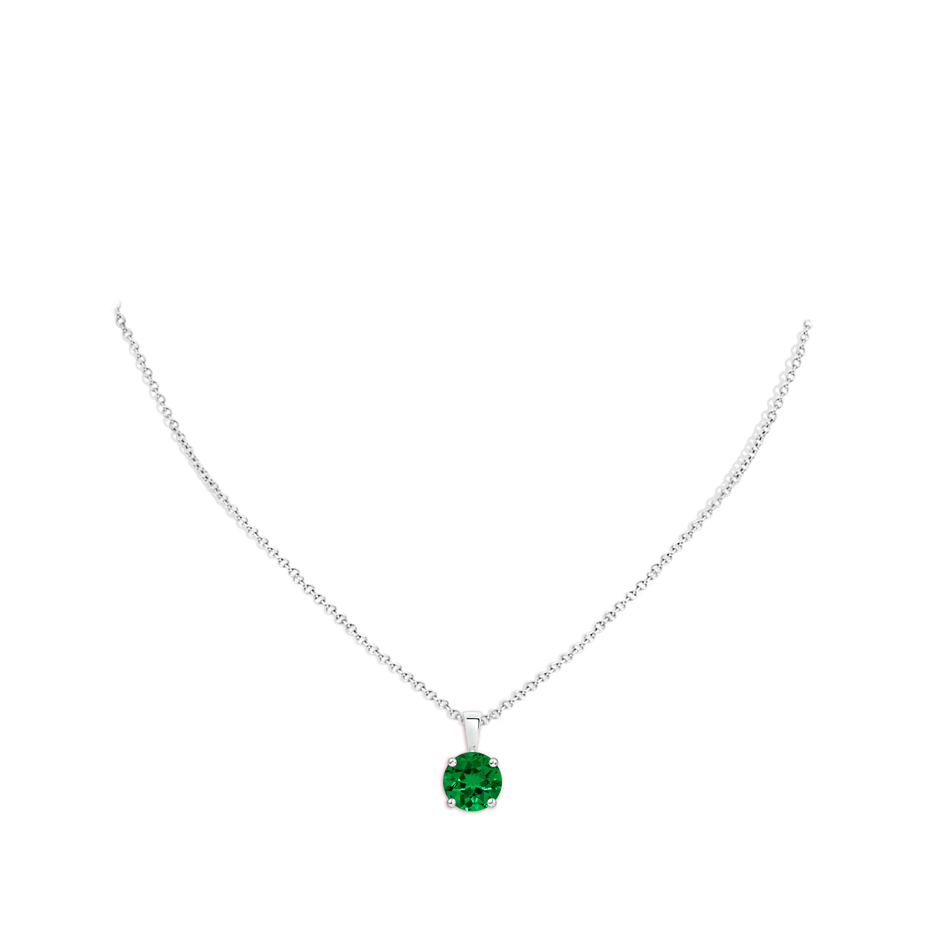 10mm Labgrown Classic Prong-Set Round Lab-Grown Emerald Solitaire Pendant in P950 Platinum pen