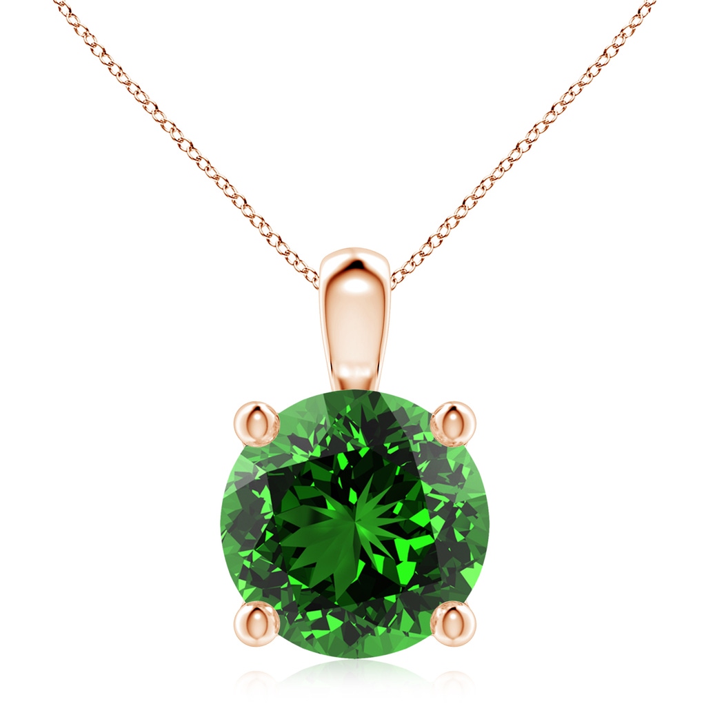 10mm Labgrown Lab-Grown Classic Round Emerald Solitaire Pendant in Rose Gold