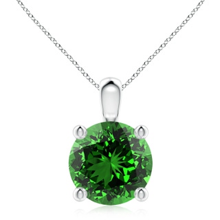 10mm Labgrown Lab-Grown Classic Round Emerald Solitaire Pendant in White Gold