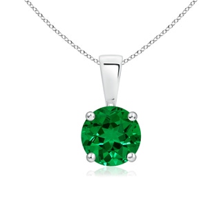 6mm Labgrown Lab-Grown Classic Round Emerald Solitaire Pendant in P950 Platinum