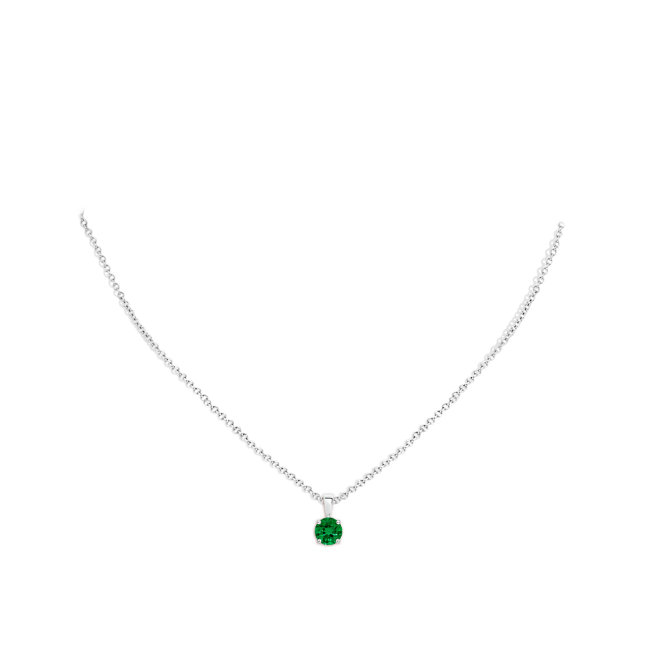 6mm Labgrown Classic Prong-Set Round Lab-Grown Emerald Solitaire Pendant in P950 Platinum pen