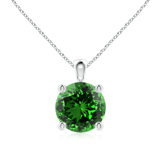 8mm Labgrown Lab-Grown Classic Round Emerald Solitaire Pendant in S999 Silver