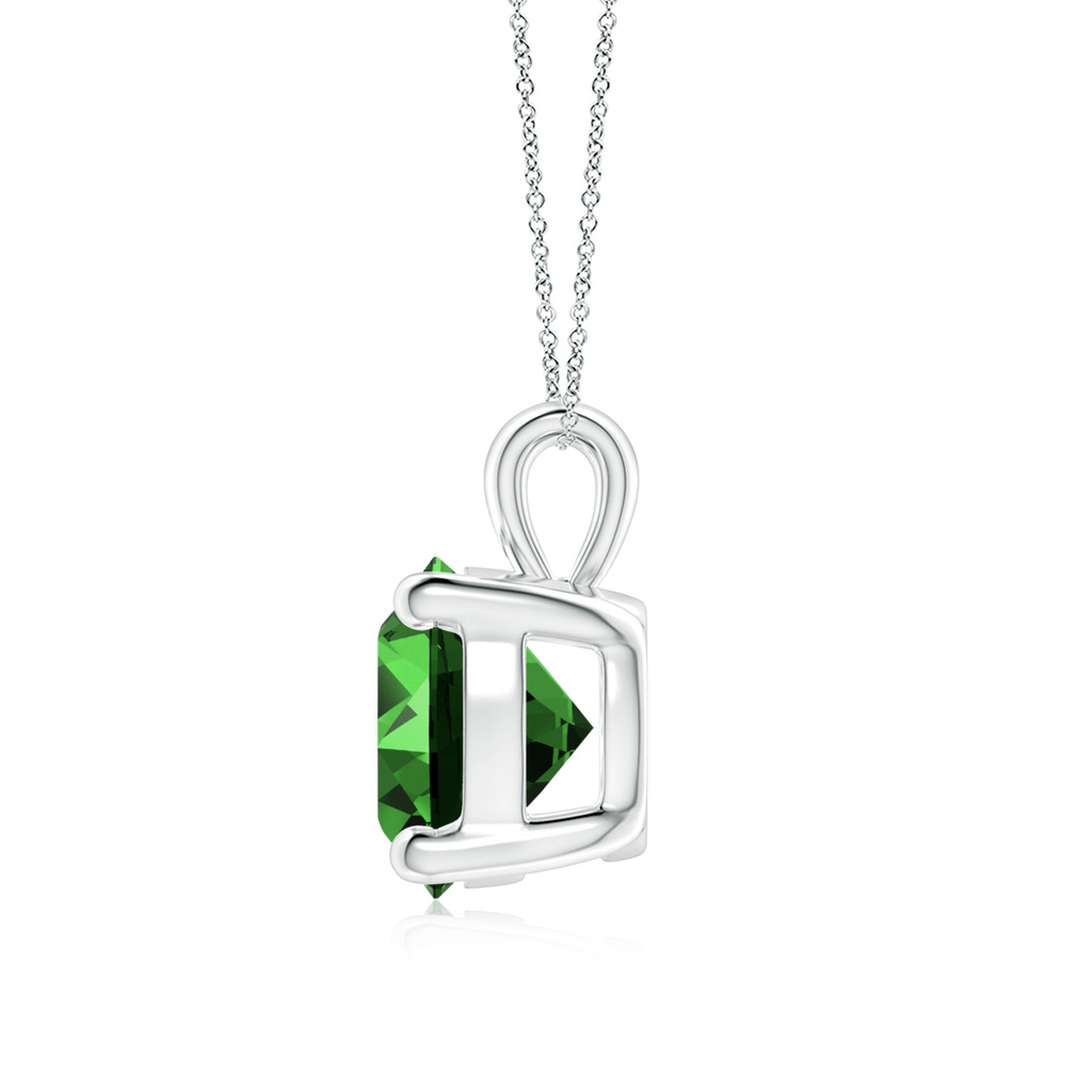 8mm Labgrown Lab-Grown Classic Round Emerald Solitaire Pendant in White Gold Side 199