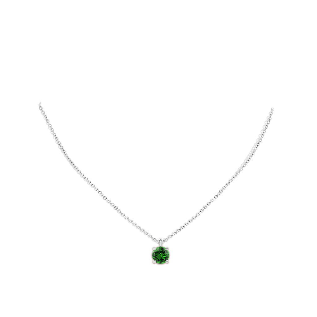 8mm Labgrown Lab-Grown Classic Round Emerald Solitaire Pendant in White Gold pen