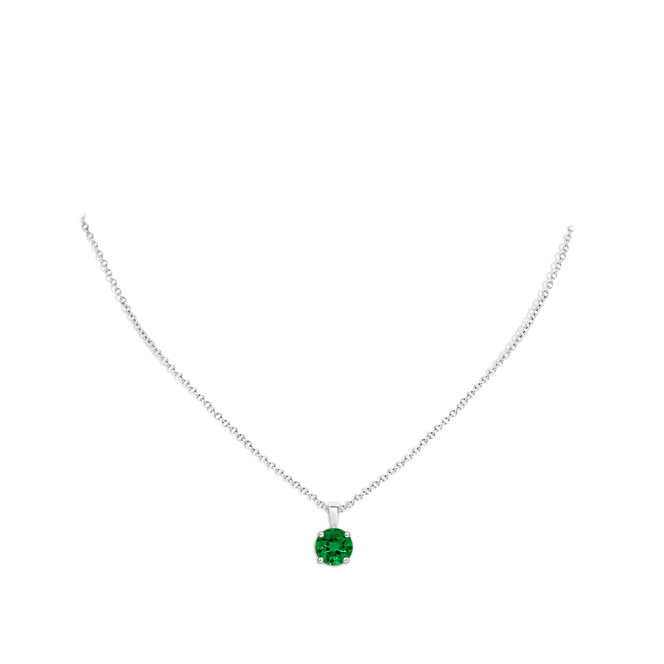 8mm Labgrown Lab-Grown Classic Round Emerald Solitaire Pendant in White Gold pen