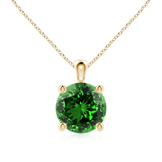 8mm Labgrown Lab-Grown Classic Round Emerald Solitaire Pendant in Yellow Gold