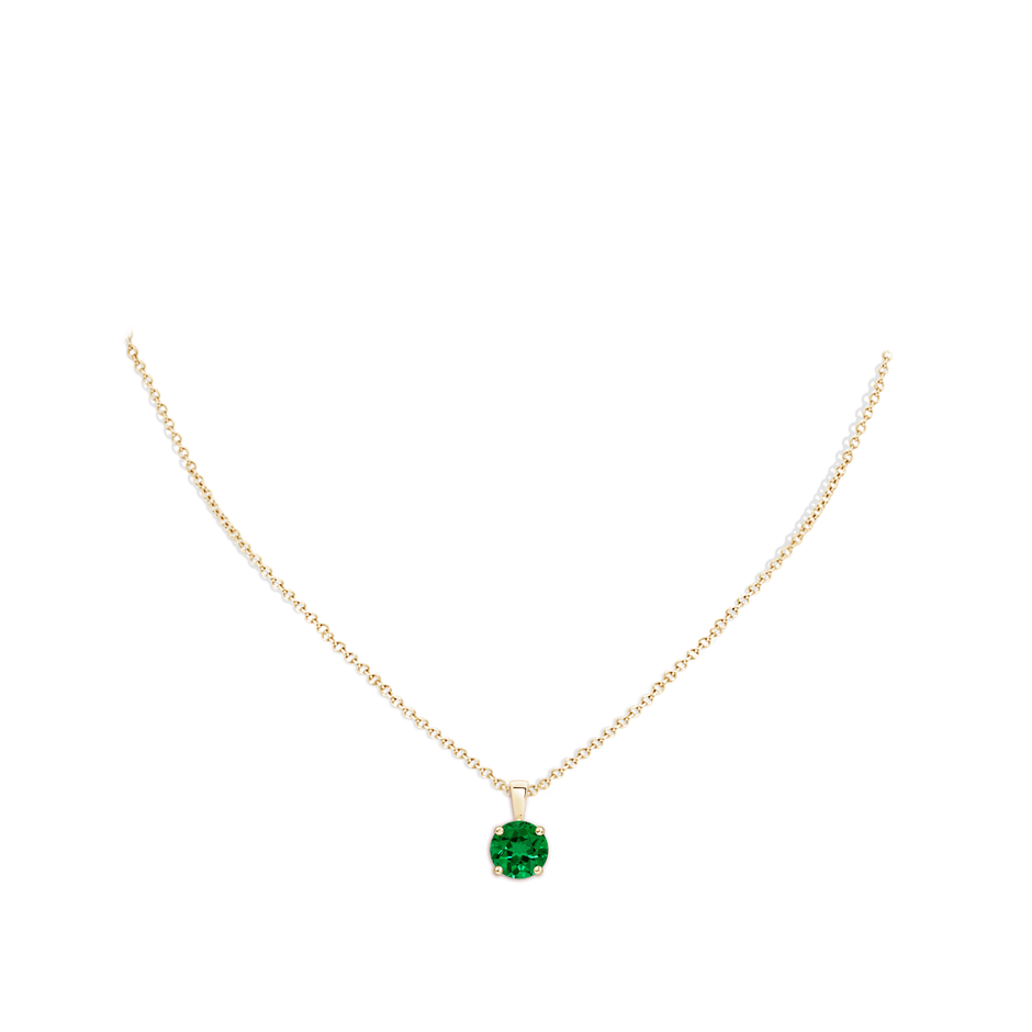 8mm Labgrown Lab-Grown Classic Round Emerald Solitaire Pendant in Yellow Gold pen