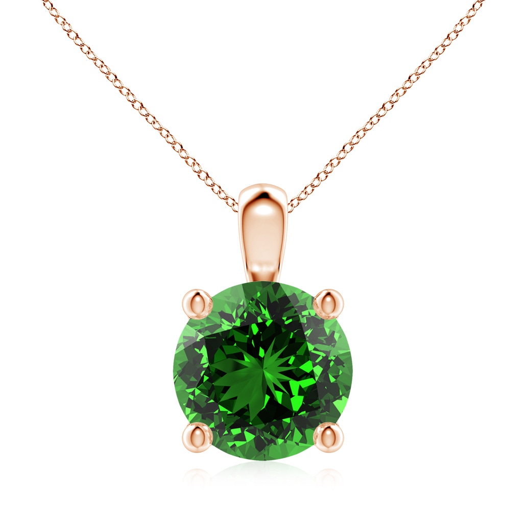 9mm Labgrown Lab-Grown Classic Round Emerald Solitaire Pendant in 9K Rose Gold