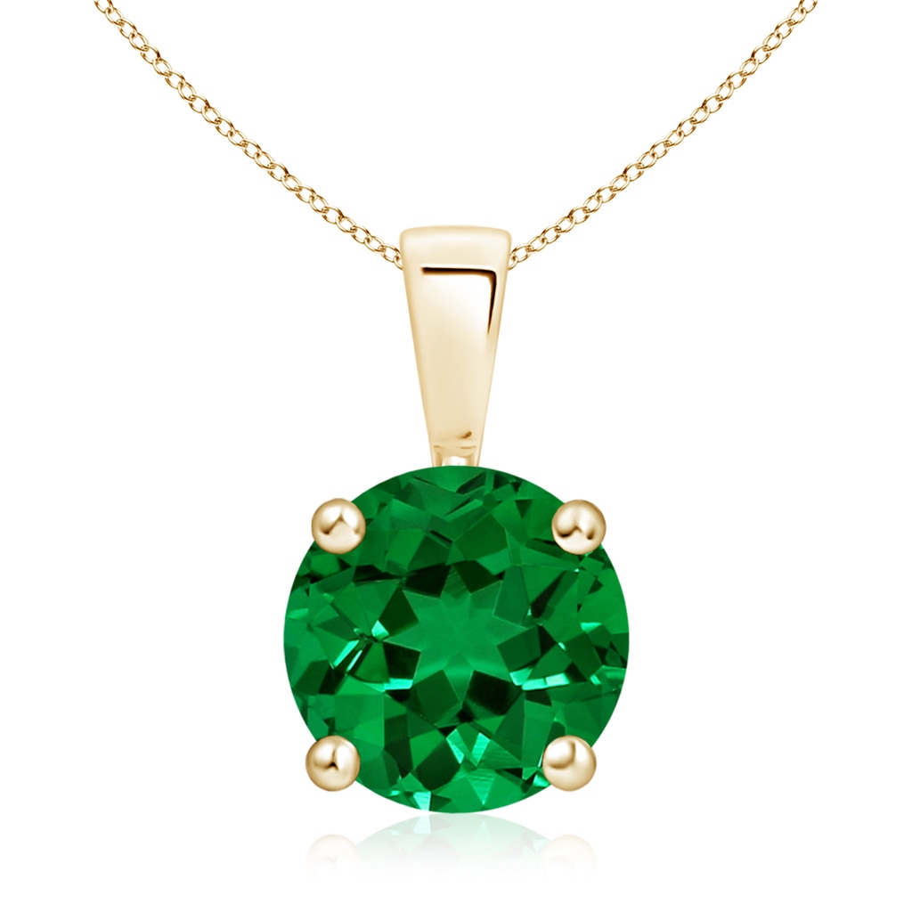 9mm Labgrown Lab-Grown Classic Round Emerald Solitaire Pendant in 9K Yellow Gold