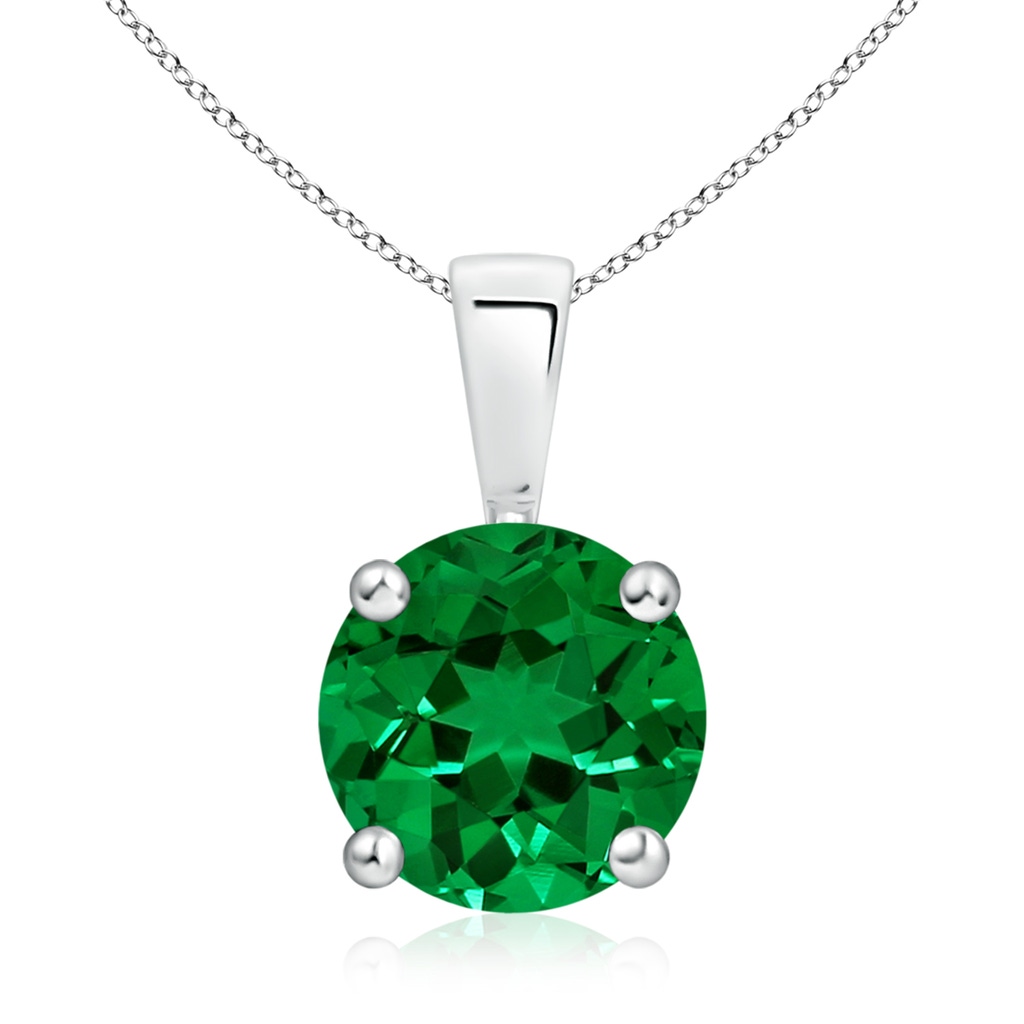 9mm Labgrown Lab-Grown Classic Round Emerald Solitaire Pendant in P950 Platinum