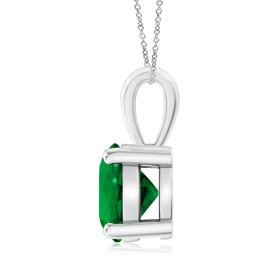 9mm Labgrown Classic Prong-Set Round Lab-Grown Emerald Solitaire Pendant in S999 Silver side 199