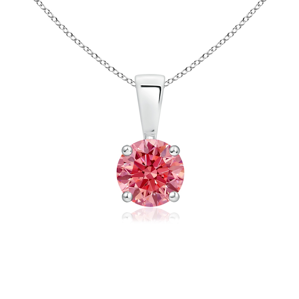 5.1mm Labgrown Classic Round Lab-Grown Fancy Intense Pink Diamond Solitaire Pendant in P950 Platinum