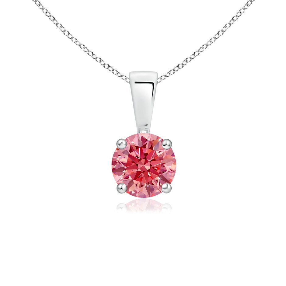 5.1mm Labgrown Classic Prong-Set Round Lab-Grown Fancy Intense Pink Diamond Solitaire Pendant in P950 Platinum 