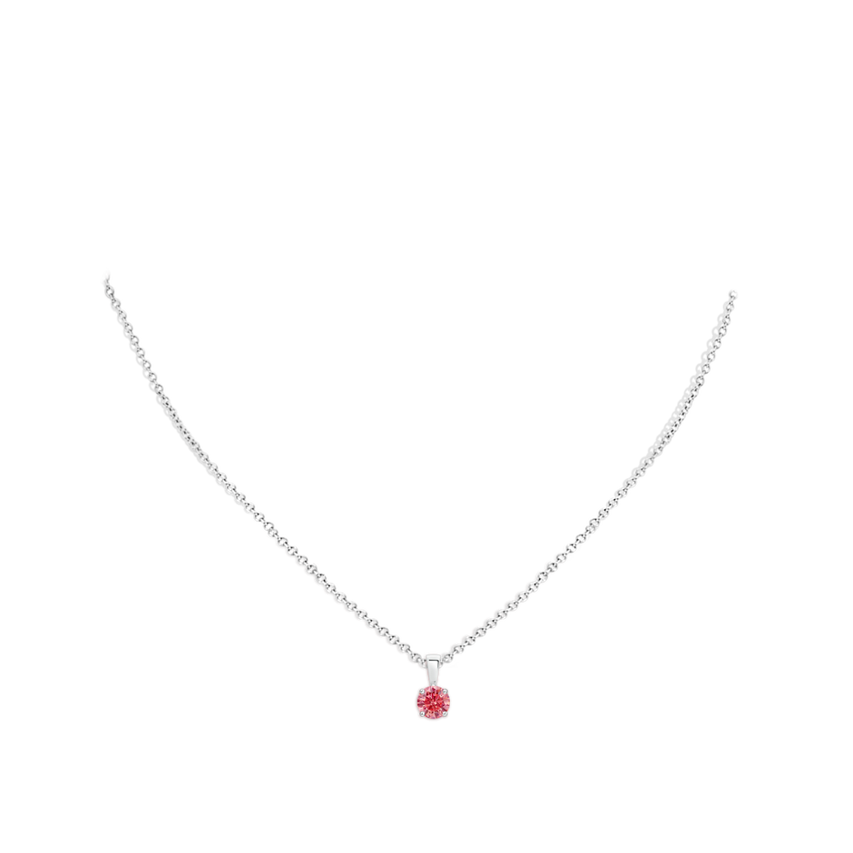 5.1mm Labgrown Classic Prong-Set Round Lab-Grown Fancy Intense Pink Diamond Solitaire Pendant in P950 Platinum pen