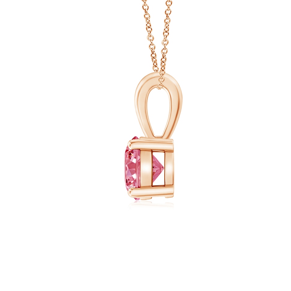 5.1mm Labgrown Classic Prong-Set Round Lab-Grown Fancy Intense Pink Diamond Solitaire Pendant in Rose Gold side 199