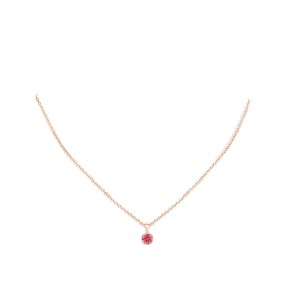 5.1mm Labgrown Classic Prong-Set Round Lab-Grown Fancy Intense Pink Diamond Solitaire Pendant in Rose Gold pen