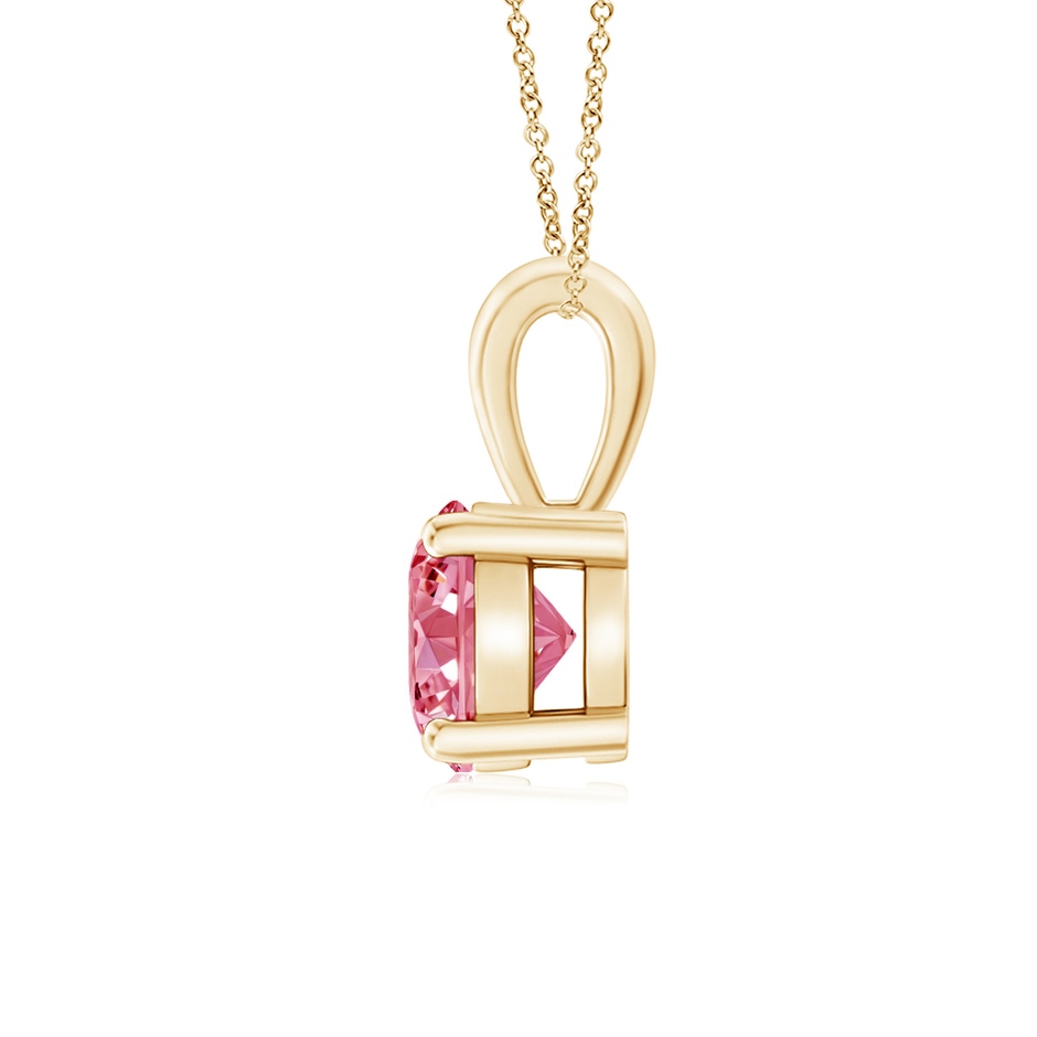 6.4mm Labgrown Classic Prong-Set Round Lab-Grown Fancy Intense Pink Diamond Solitaire Pendant in Yellow Gold side 199