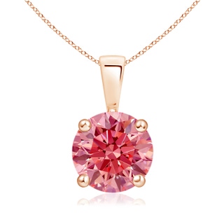 8.1mm Labgrown Classic Round Lab-Grown Fancy Intense Pink Diamond Solitaire Pendant in Rose Gold