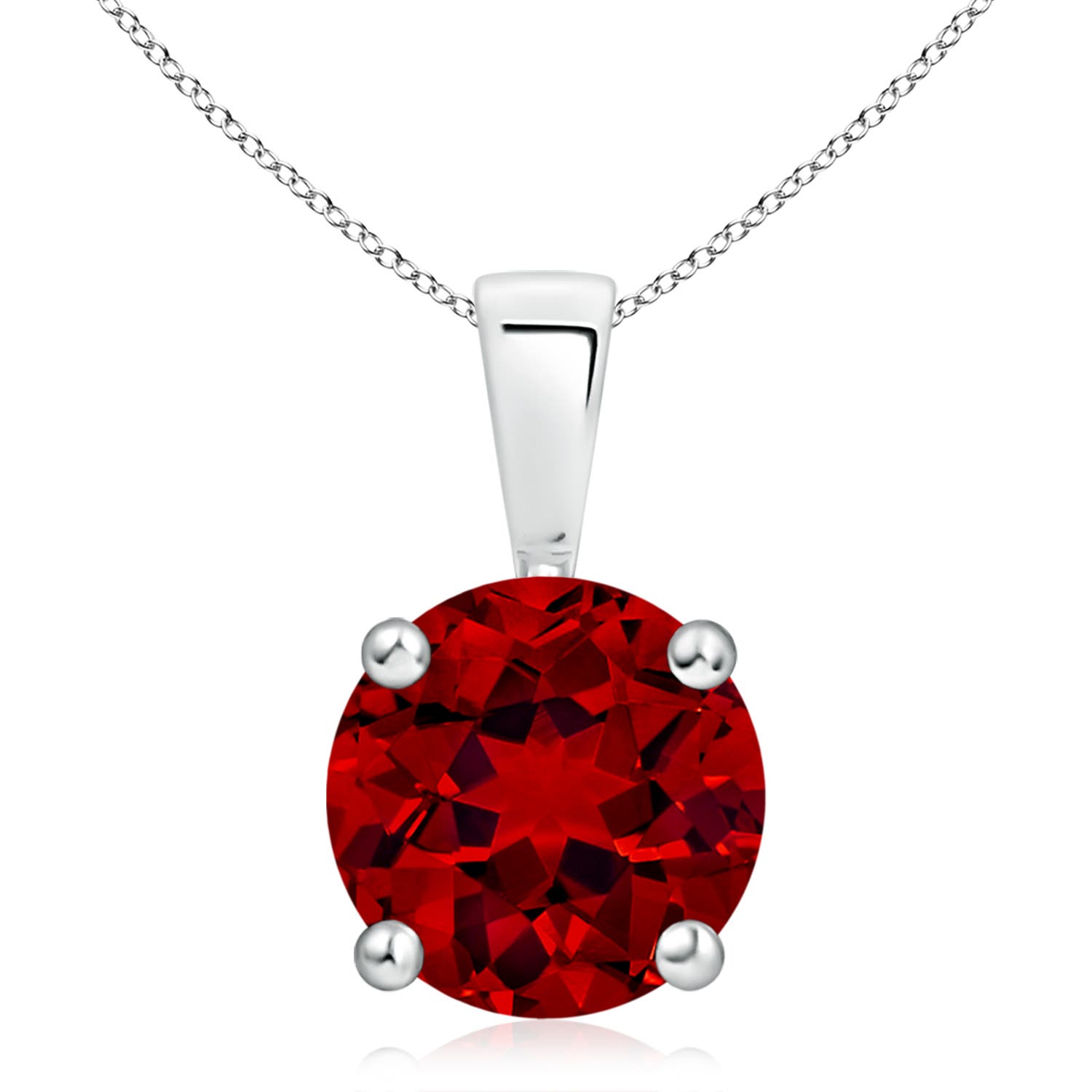 10mm Labgrown Classic Prong-Set Round Lab-Grown Ruby Solitaire Pendant in 18K White Gold
