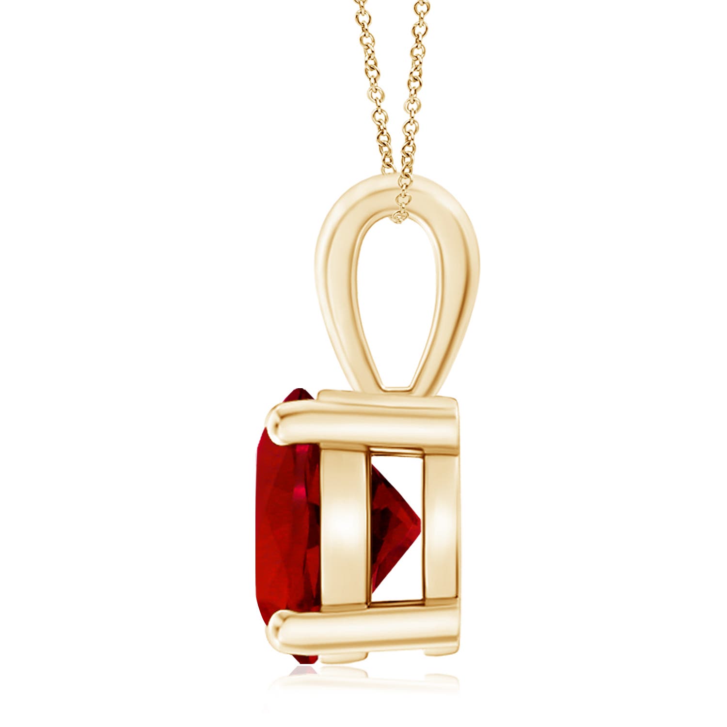 10mm Labgrown Classic Prong-Set Round Lab-Grown Ruby Solitaire Pendant in 18K Yellow Gold
