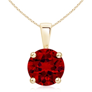 10mm Labgrown Lab-Grown Classic Round Ruby Solitaire Pendant in 9K Yellow Gold