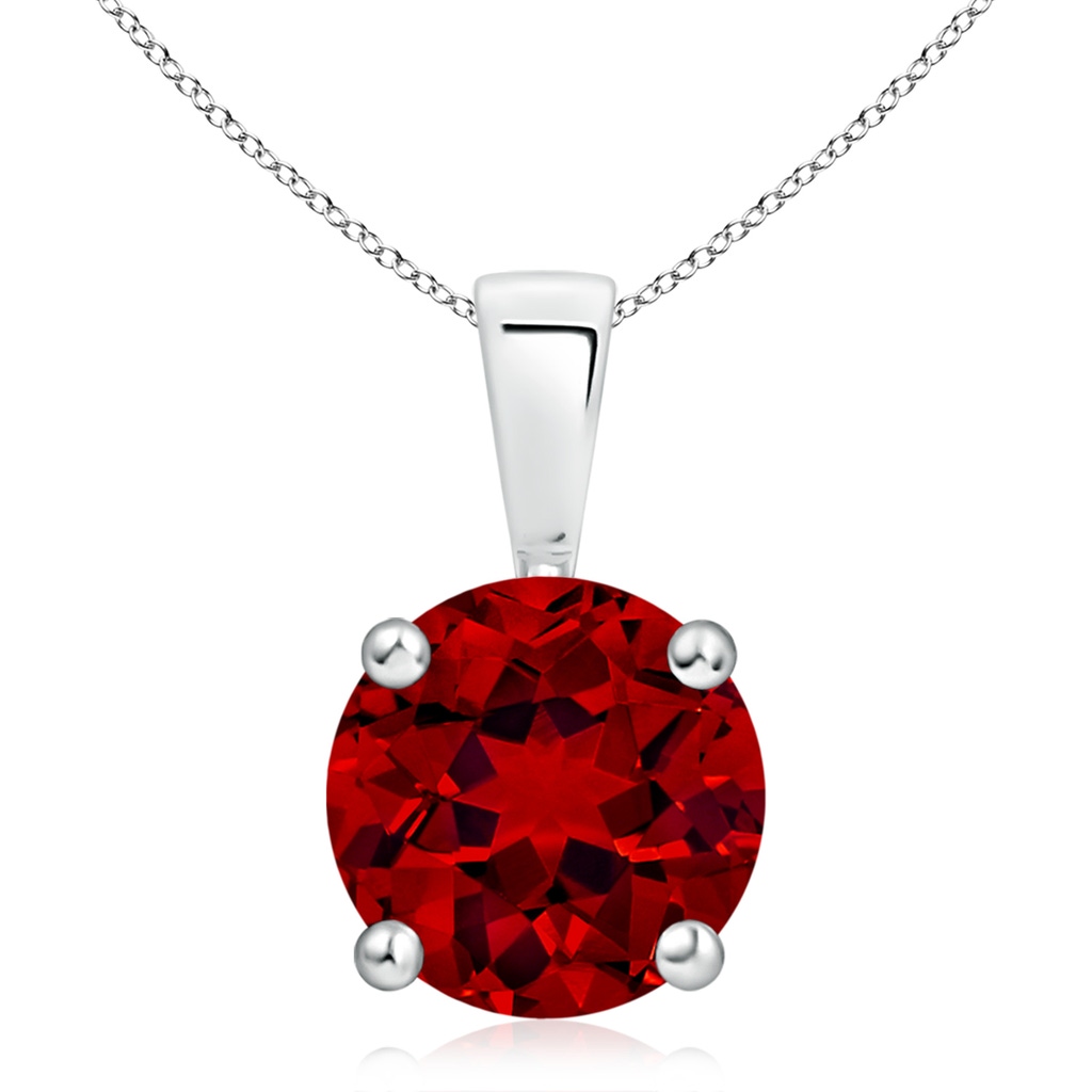 10mm Labgrown Lab-Grown Classic Round Ruby Solitaire Pendant in P950 Platinum