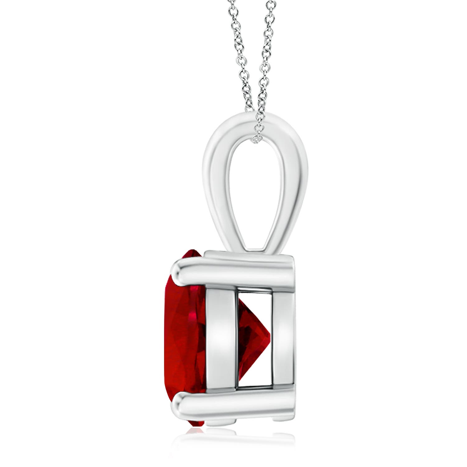 10mm Labgrown Classic Prong-Set Round Lab-Grown Ruby Solitaire Pendant in P950 Platinum