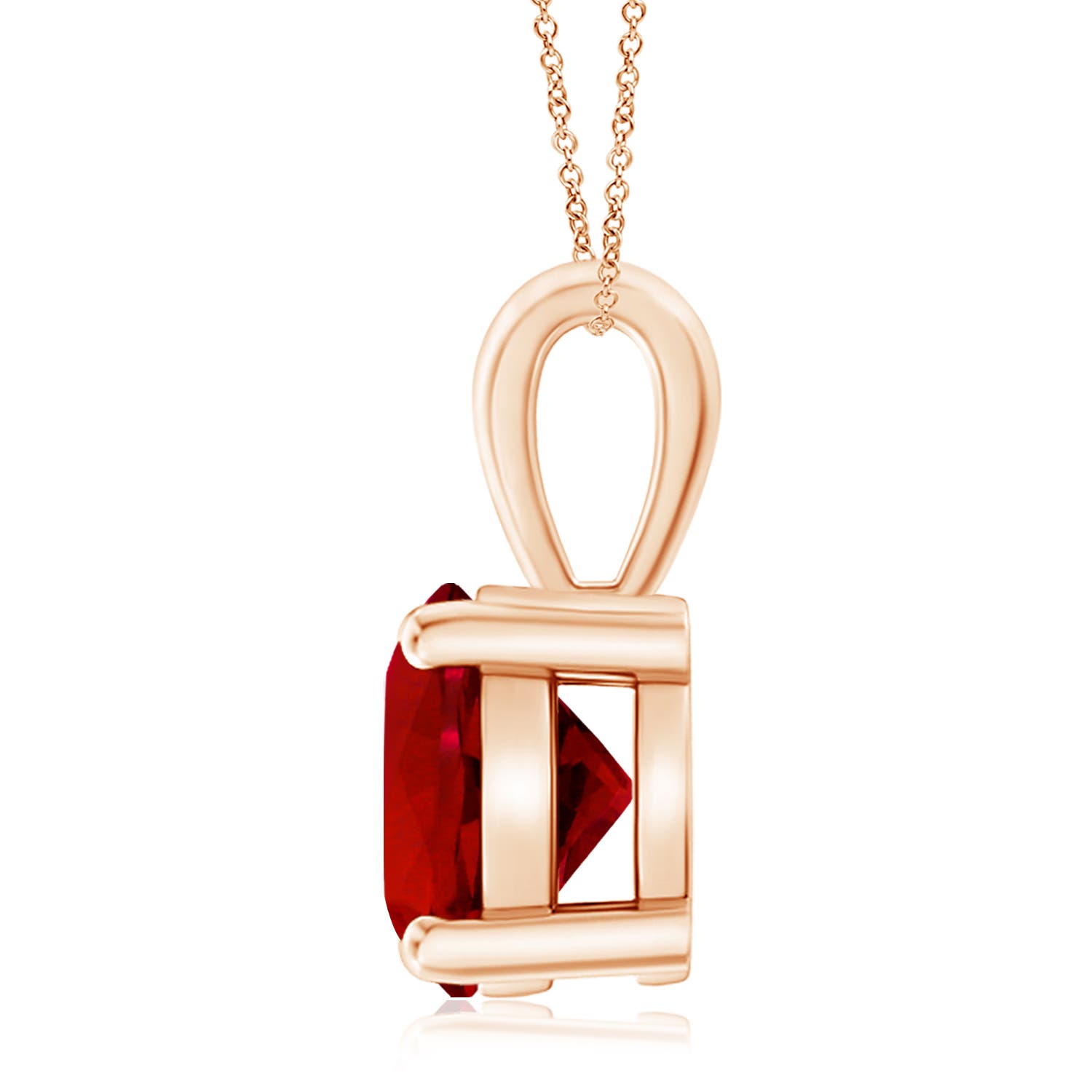 10mm Labgrown Classic Prong-Set Round Lab-Grown Ruby Solitaire Pendant in Rose Gold