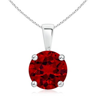 10mm Labgrown Lab-Grown Classic Round Ruby Solitaire Pendant in S999 Silver