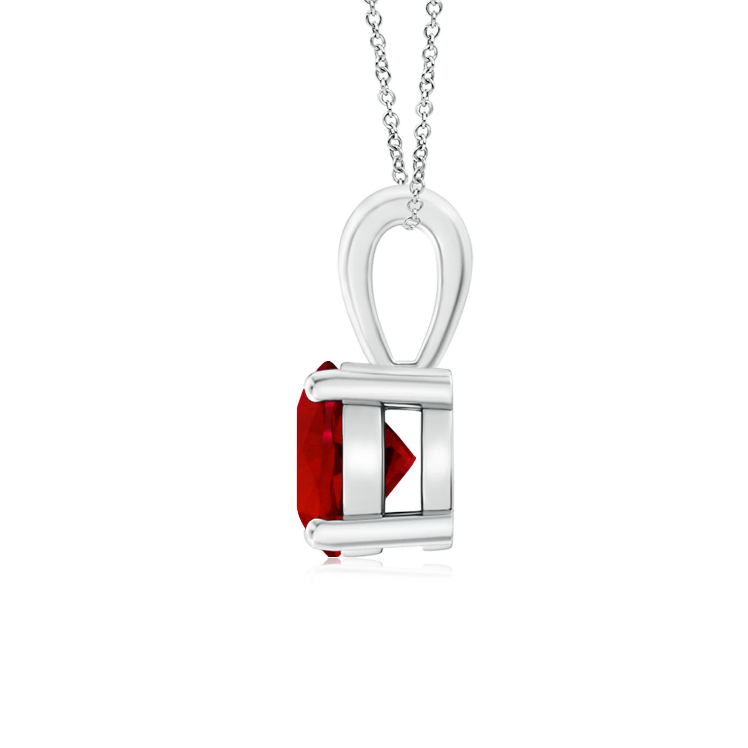 6mm Labgrown Classic Prong-Set Round Lab-Grown Ruby Solitaire Pendant in 18K White Gold