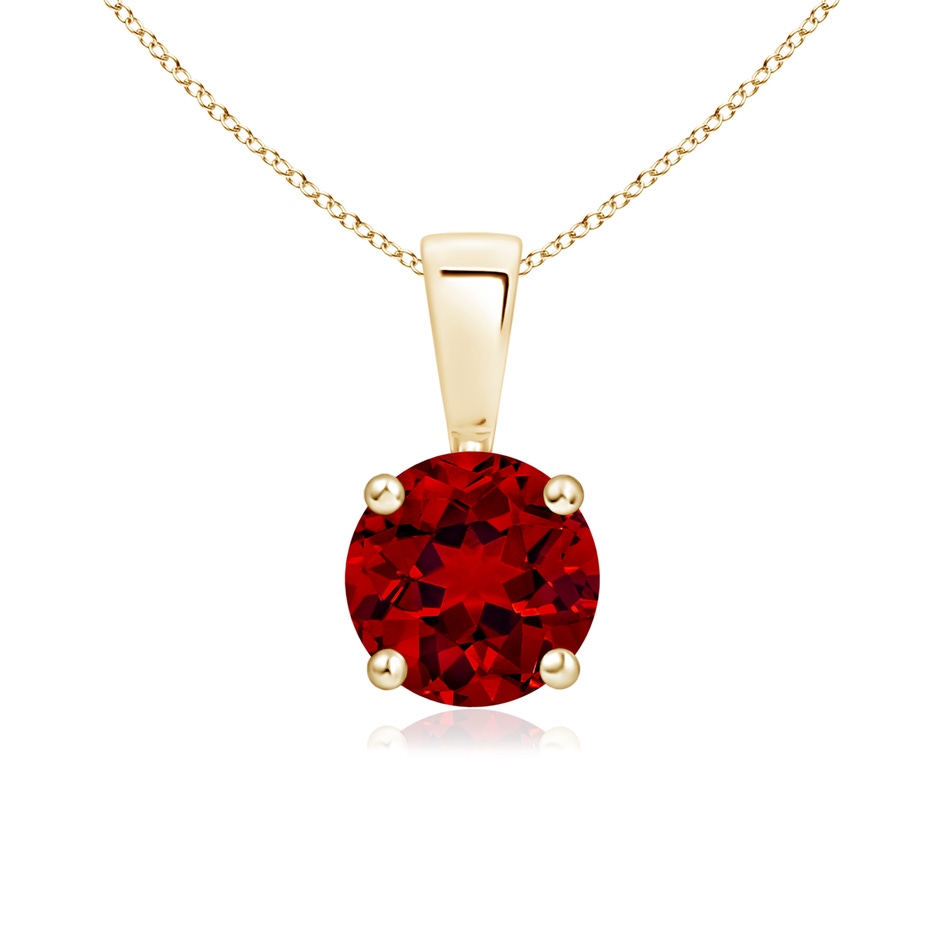 6mm Labgrown Classic Prong-Set Round Lab-Grown Ruby Solitaire Pendant in Yellow Gold 