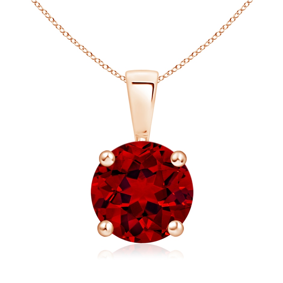 8mm Labgrown Classic Prong-Set Round Lab-Grown Ruby Solitaire Pendant in 9K Rose Gold 