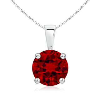 8mm Labgrown Lab-Grown Classic Round Ruby Solitaire Pendant in S999 Silver